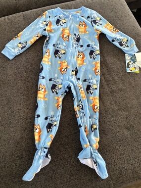 Bluey Kids Footed, No-Slip Grip One-Piece Footie